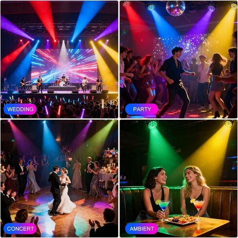 JCYWFLODY 7x40W Moving Head DJ Lights, LED 4-in-1 RGBW Beam Wash Color Mixing Stage Lighting Effects Bee Eye Focus Light, DMX and Sound Activated Control DJ Lights for Parties Disco Wedding Concert in Kuwait