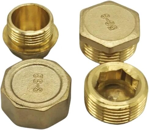 1pcs Brass Pipe Hex Head Brass End Cap Plug Fitting 1/8" 1/4" 3/8" 1/2" 3/4" Male Female Thread Coupler Connector Adapter(Size:Male,Color:1/4") in Kuwait