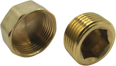 1pcs Brass Pipe Hex Head Brass End Cap Plug Fitting 1/8" 1/4" 3/8" 1/2" 3/4" Male Female Thread Coupler Connector Adapter(Size:Male,Color:1/4") in Kuwait
