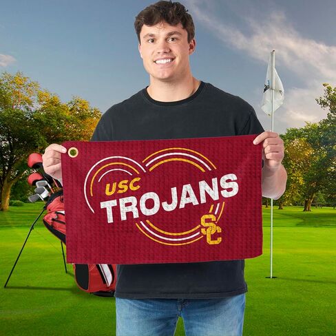 منشفة الجولف Northwest NCAA USC Trojans، نسيج وافل من الألياف الدقيقة مرخص رسميًا، ماص مقاس 16 × 25 بوصة، ملحق تنظيف النادي، تصميم قطرات in Kuwait
