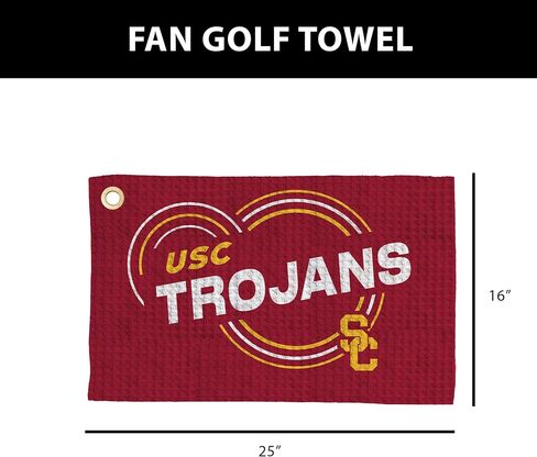 منشفة الجولف Northwest NCAA USC Trojans، نسيج وافل من الألياف الدقيقة مرخص رسميًا، ماص مقاس 16 × 25 بوصة، ملحق تنظيف النادي، تصميم قطرات in Kuwait