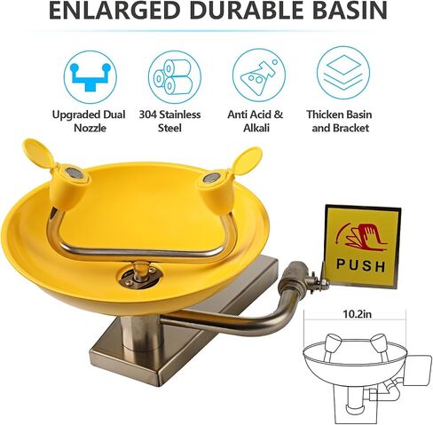 Wall-Mounted Emergency Eye Wash Station ABS Material OSHA Approved Industrial & Laboratory Eye Wash Station with Eye Wash Kit (1) in Kuwait