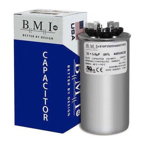 استبدال Goodman CAP050350440CS - 35 + 5 فائق التوهج/Mfd 370/440 VAC مكثف عالمي مزدوج دائري، صنع في الولايات المتحدة الأمريكية. in Kuwait