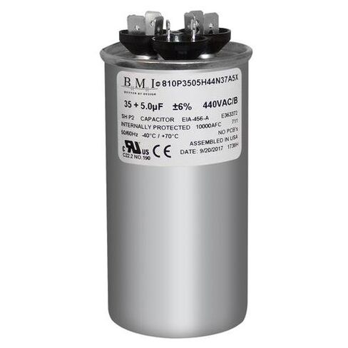 استبدال Goodman CAP050350440CS - 35 + 5 فائق التوهج/Mfd 370/440 VAC مكثف عالمي مزدوج دائري، صنع في الولايات المتحدة الأمريكية. in Kuwait