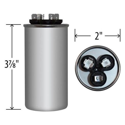 استبدال Goodman CAP050350440CS - 35 + 5 فائق التوهج/Mfd 370/440 VAC مكثف عالمي مزدوج دائري، صنع في الولايات المتحدة الأمريكية. in Kuwait