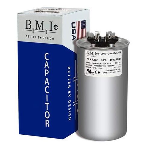 Carrier P291-7074R - 70 + 7.5 uF MFD x 370 أو 440 VAC Genteq استبدال مكثف مزدوج مستدير in Kuwait
