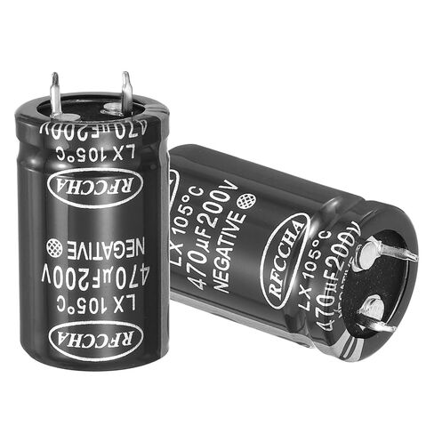 MECCANIXITY 200V 470uF Snap in Electrolytic Capacitor, 2 Pin Audio Amplifier Aluminum Electrolytic Capacitor for Filter Audio Smart Home Appliances Electronic Component(Black,36.5x22mm) in Kuwait