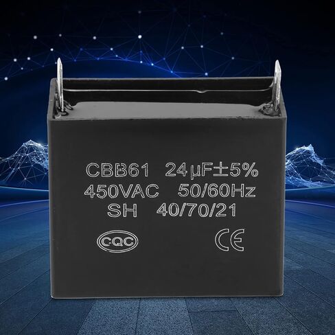 مكثف CBB61، مكثف مولد التشغيل 450 فولت تيار متردد 24 فائق التوهج 50/60 هرتز لـ 400/350/300/250VAC UL/RU مكثفات بدء تشغيل المحرك المعتمدة مكثفات تشغيل مربعة in Kuwait