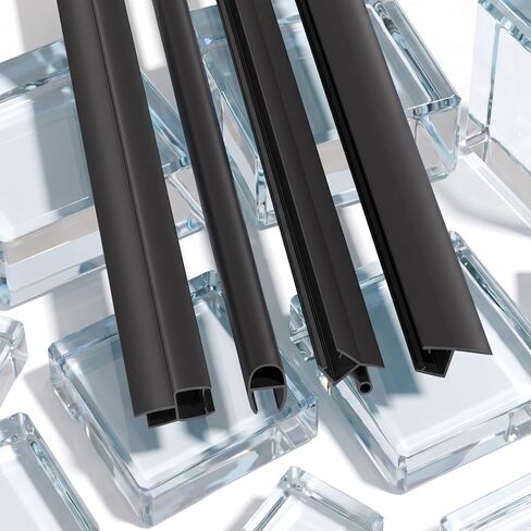 3/8" Shower Door Side Seal Strip (Set of 2), Frameless Glass Shower Door Black Seal Strip - Suitable for 3/8 Inch (10mm) Glass, 39 Inch in Kuwait