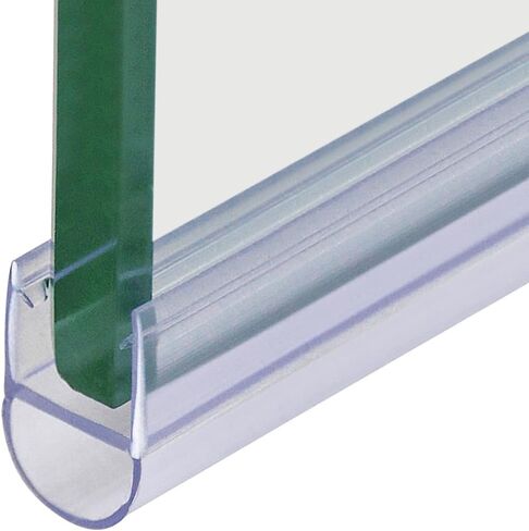 U Type Glass Door Bottom Seal, 27.5" Long Cutable Waterproof Shower Door Sweep, Automatic Door Gap Sealing Anti-Collision for 0.59" (15mm) Glass in Kuwait