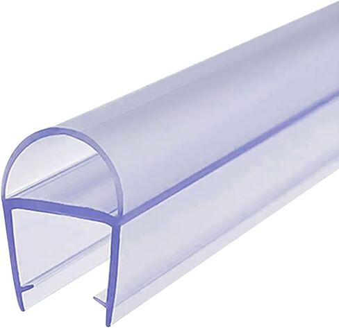 U Type Glass Door Bottom Seal, 27.5" Long Cutable Waterproof Shower Door Sweep, Automatic Door Gap Sealing Anti-Collision for 0.59" (15mm) Glass in Kuwait
