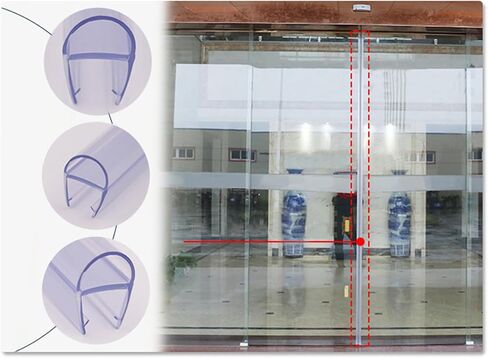 U Type Glass Door Bottom Seal, 27.5" Long Cutable Waterproof Shower Door Sweep, Automatic Door Gap Sealing Anti-Collision for 0.59" (15mm) Glass in Kuwait