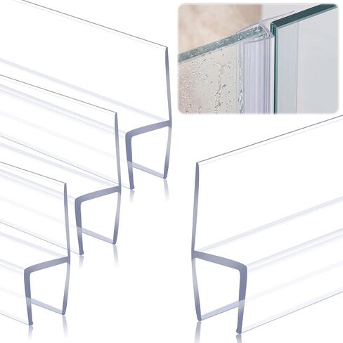 Pangda 4 Pack 1/2" x 39" Shower Door Seal Frameless Glass Shower Door Bottom Side Seal Strip Sweep Clear for Bathroom, Stop Water Leaks, Create a Water Barrier(H, M, D Type) in Kuwait
