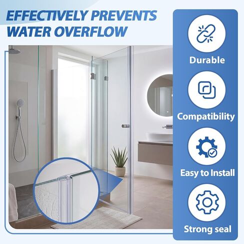 Pangda 4 Pack 1/2" x 39" Shower Door Seal Frameless Glass Shower Door Bottom Side Seal Strip Sweep Clear for Bathroom, Stop Water Leaks, Create a Water Barrier(H, M, D Type) in Kuwait