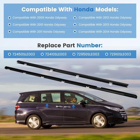 4 قطع من شريط الطقس لنوافذ الباب متوافق مع Honda Odyssey 2009-2014، حزام مانع لتسرب النوافذ مناسب، Repalce 72450-SLE-003 72410-SLE-003 72950-SLE-003 72910-SLE-003 in Kuwait