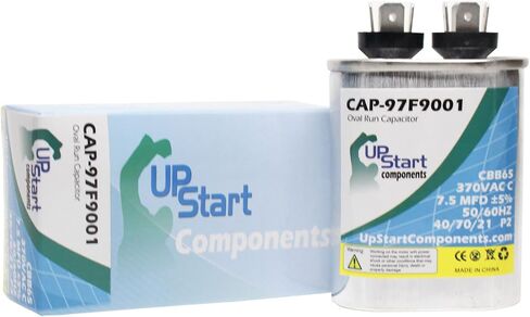 استبدال مكثف تشغيل المحرك البيضاوي 7.5 MFD 370 فولت لـ GE 39232D004 - CAP-97F9001، العلامة التجارية لمكونات UpStart in Kuwait