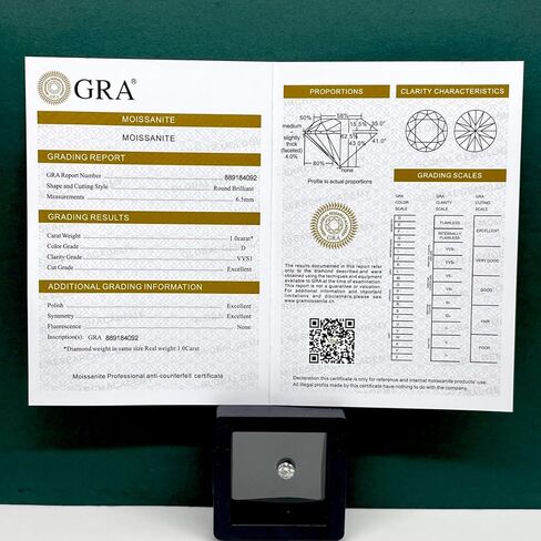 GRA معتمد VVS D مويسانيتي أبيض 6.5 ملم قطع ألماس مستدير 1 قيراط in Kuwait