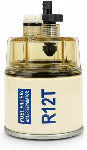 R12T Fuel Filter Water Separator Spin-on R12T Filter with Water Collection Bowl Diesel Engine & Gasoline Engine Replaces# S3240 R12T 120AT 18-7987 NPT ZG1/4-19 in Kuwait