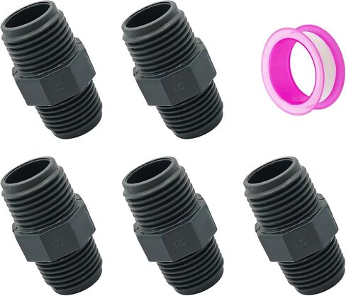 5 قطعة 1/2 "PVC تركيب الحلمة السداسية ، G1/2 X G1/2 ذكر الموضوع اقتران محول ، مفاصل توصيل الانابيب لنظام المياه السباكة in Kuwait