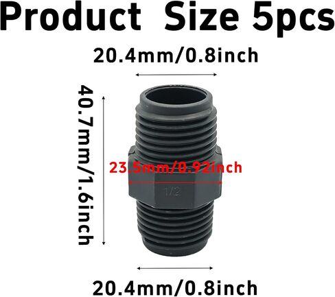 5 قطعة 1/2 "PVC تركيب الحلمة السداسية ، G1/2 X G1/2 ذكر الموضوع اقتران محول ، مفاصل توصيل الانابيب لنظام المياه السباكة in Kuwait