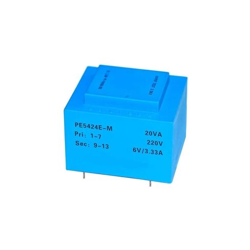 PE5424E-M 20VA 110V-380V / 6V/7.5V/9V/12V/15V/18V/24V محول عزل آمن مغلف PCB لحام 1 قطعة (20VA-220V-6Vx2) in Kuwait