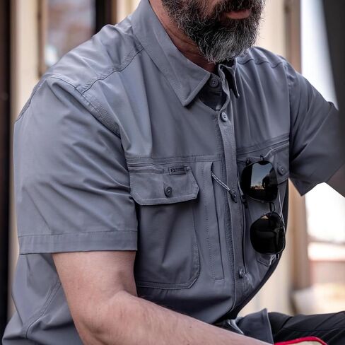 ELEMENT OUTDOORS Flexlite Short Sleeve Performance Hunting Button Down, Quick Dry Outdoor Shirt in Kuwait