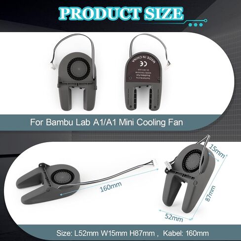 مروحة تبريد Extruder Hotend 5015 لمروحة Hotend للطابعة ثلاثية الأبعاد الصغيرة Bambu Lab A1/A1 مع منفاخ كروي مزدوج، DC24V 0.22A 9000 ± 10% دورة في الدقيقة in Kuwait