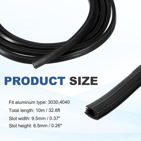 MECCANIXITY 10m / 32.8ft Aluminum Extrusion T Slot Cover Flat Seal, Protection Dust Strip Bracket Insert for 8mm Slot 3030, 4040 Series Aluminum Profile 3D Printer Accessories, 1 Pack(Black) in Kuwait