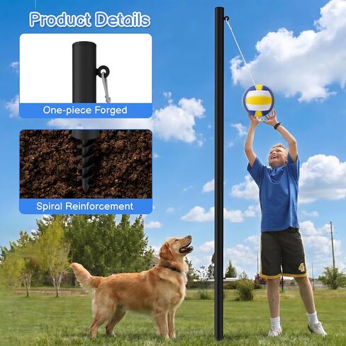 12FT Tetherball Set Outdoor Backyard, Adjustable Tetherball Ball and Rope | 2 Rubber Balls Heavy-Duty Tether Ball Pole Set Soft Rubber Balls Thickened Pole Backyard Outdoor Family Games in Kuwait