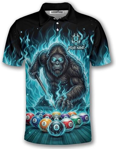 قمصان البلياردو Bigfoot، قمصان بولو البلياردو Sasquatch المخصصة، قمصان Bigfoot 8-Ball 9-Ball Pool Jerseys للرجال والنساء in Kuwait
