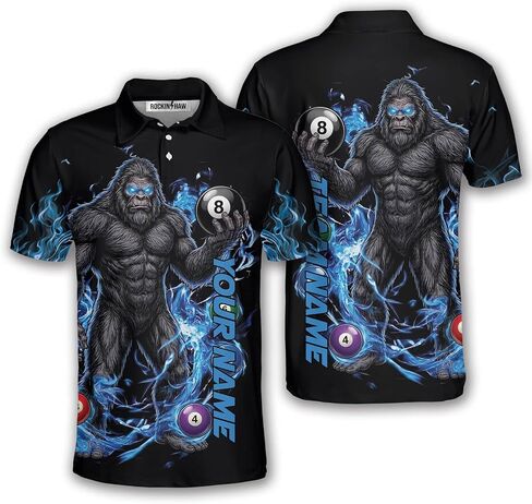 قمصان البلياردو Bigfoot، قمصان بولو البلياردو Sasquatch المخصصة، قمصان Bigfoot 8-Ball 9-Ball Pool Jerseys للرجال والنساء in Kuwait