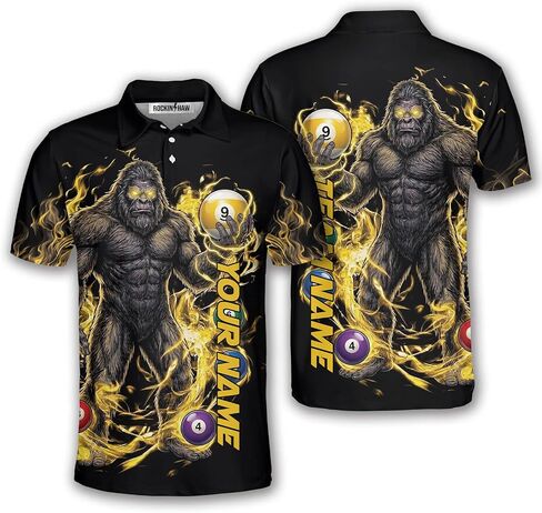 قمصان البلياردو Bigfoot، قمصان بولو البلياردو Sasquatch المخصصة، قمصان Bigfoot 8-Ball 9-Ball Pool Jerseys للرجال والنساء in Kuwait