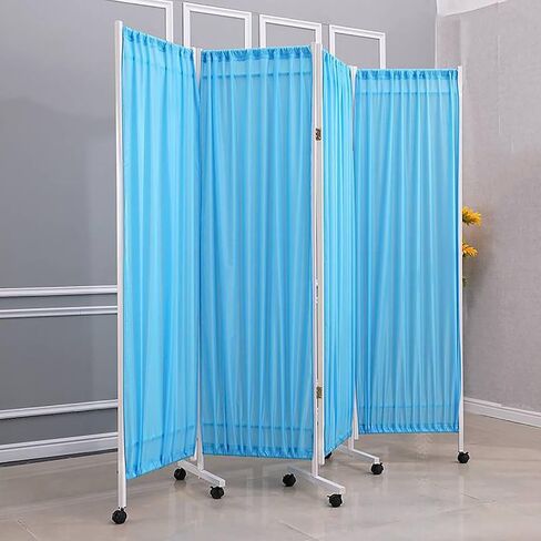 Heavy-Duty 4 Folding Panel Screen, Medical Privacy Screen - On Wheels | Stainless Steel Oxford Cloth Material for Hospital Clinics Etc - Foldable Privacy Curtains in Kuwait