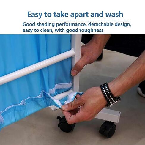 Heavy-Duty 4 Folding Panel Screen, Medical Privacy Screen - On Wheels | Stainless Steel Oxford Cloth Material for Hospital Clinics Etc - Foldable Privacy Curtains in Kuwait