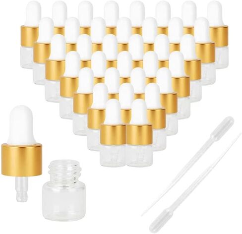 36 Pack Mini Dropper Bottle for Cuticle Oil, Small Sample Glass Dropper Bottles Ideal for Essential Oils, Cosmetics, Perfumes, Travel-Size Liquid Containers (Amber, 5ML) in Kuwait