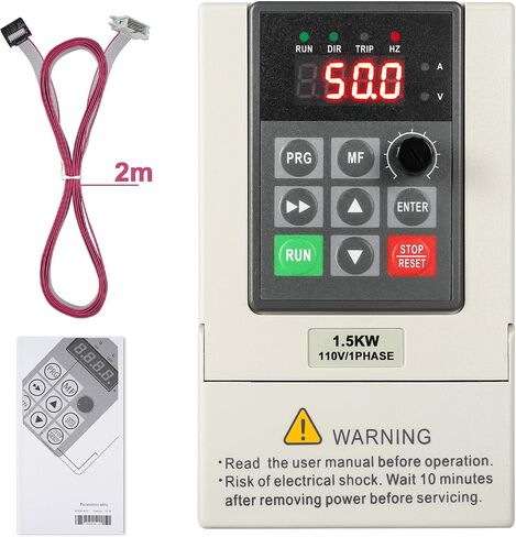 محرك VFD 110 فولت متغير التردد للتحكم في سرعة المحرك، مدخل أحادي الطور، مخرج ثلاثي الطور CNC VFD 1.5 كيلو وات مع سلك تمديد بطول 2 متر in Kuwait