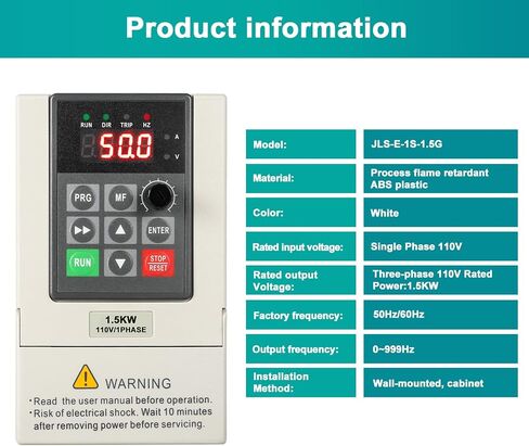 محرك VFD 110 فولت متغير التردد للتحكم في سرعة المحرك، مدخل أحادي الطور، مخرج ثلاثي الطور CNC VFD 1.5 كيلو وات مع سلك تمديد بطول 2 متر in Kuwait