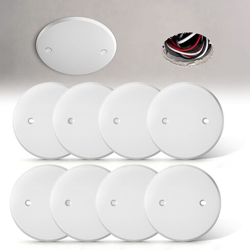 5 Inch White Steel Round Ceiling Cover Plate for Smoke Detector Hole | 5 pack，2.8 in screw spacing, 1.5 mm steel, white powder coat, fire alarm, ceiling light, electrical box openings in Kuwait