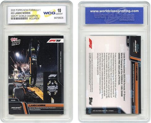 2025 Topps Now Formula 1 Lando Norris 2025 F1 بطاقة بطل العالم ماكلارين رقم 86 - شهادة GEM Mint 10 in Kuwait