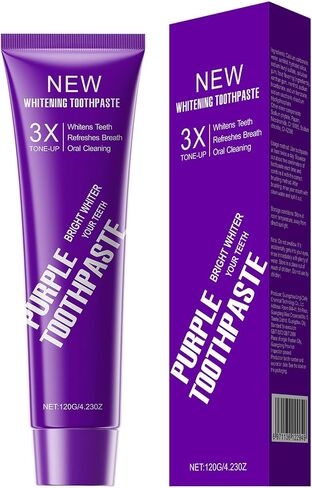 Purple 3X Whitening Toothpaste,Color Corrector Stain Remover for Teeth, Fluoride Toothpaste with Fresh Breath,Suitable for Coffee Tea Stains,4.23 oz in Kuwait