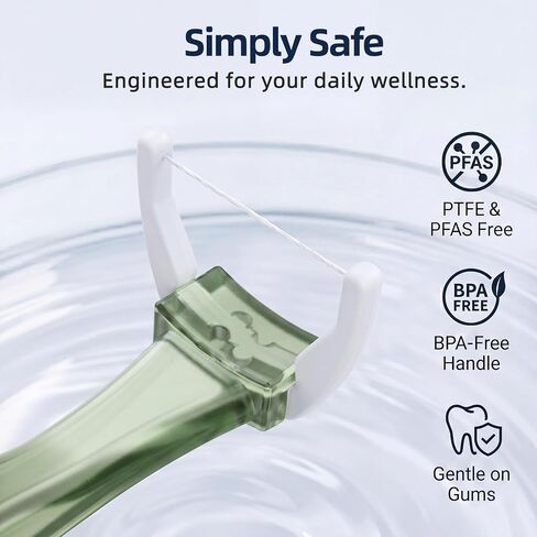 RAZOKO Deep Reach Dental Flosser System – 160 Refill Heads + 2 Reusable Long Handles,PFAS-Free & Shred-Resistant for Hard-to-Reach Areas,Green in Kuwait