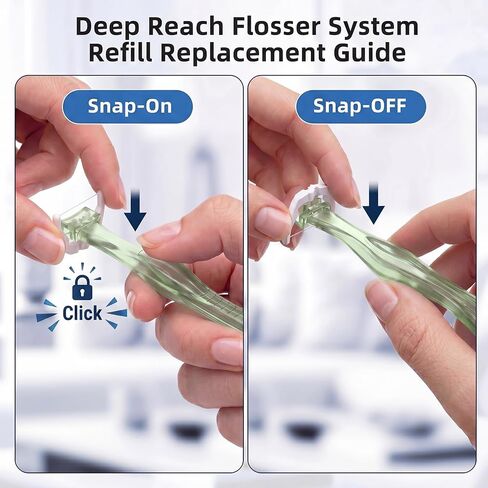 RAZOKO Deep Reach Dental Flosser System – 160 Refill Heads + 2 Reusable Long Handles,PFAS-Free & Shred-Resistant for Hard-to-Reach Areas,Green in Kuwait