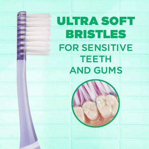 GUM Sensitive Clean Technique Toothbrush for Adults with Ultra-Soft, Ultra-Fine Tapered Bristles for Deeper Reach and Sensitive, Compact Head, 1 Count (Pack of 6) in Kuwait