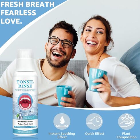 Tonsil Stone Remover Mouthwash, Natural Alcohol Free Oral Rinse to Soothe Tonsils, Relieve Dry Mouth & Combat Bad Breath in Kuwait