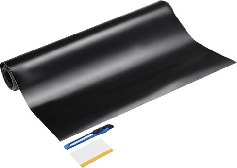 HARFINGTON 1 Set Carbon Fiber Vinyl Wraps 8" x 5ft PET Forged Self-Adhesive Car Stickers Waterproof Wrap Roll with Scraper Tool for DIY Decor Automotive Exterior Protection, Black in Kuwait