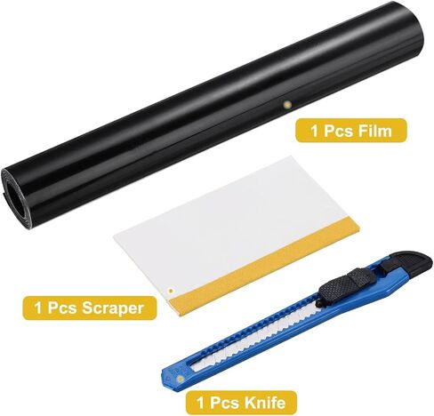 HARFINGTON 1 Set Carbon Fiber Vinyl Wraps 8" x 5ft PET Forged Self-Adhesive Car Stickers Waterproof Wrap Roll with Scraper Tool for DIY Decor Automotive Exterior Protection, Black in Kuwait