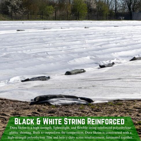 Farm Plastic Supply - String Reinforced Silage Cover Black/White - 12 Mil - Heavy Duty Polyethylene Plastic for Silage Cover, Bunker Cover for Farming, Agriculture (12' x 150') in Kuwait