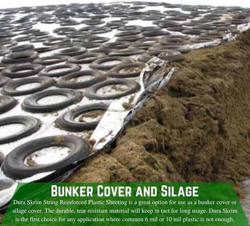 Farm Plastic Supply - String Reinforced Silage Cover Black/White - 12 Mil - Heavy Duty Polyethylene Plastic for Silage Cover, Bunker Cover for Farming, Agriculture (12' x 150') in Kuwait