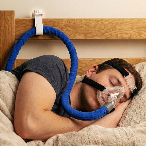 حامل خرطوم CPAP قابل للتعديل بمشبك - بدون مشبك حاجز لسرير الحفر، خطاف أنبوب آمن على شكل حرف U لدعم أنابيب CPAP الخالية من التشابك - صنع في الولايات المتحدة الأمريكية - أبيض (غطاء خرطوم قابل للتخييم) in Kuwait