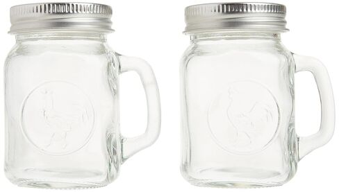 Circleware Mason Jar Rooster Mug Salt and Pepper Shakers, 5 oz, Clear in Kuwait